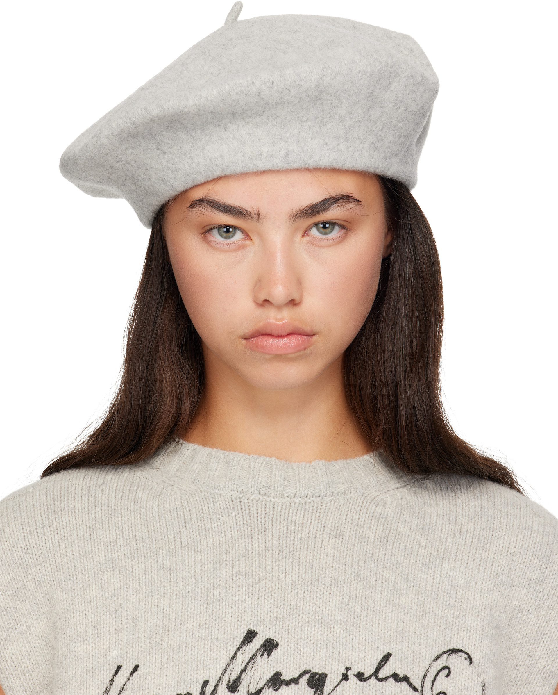 Maison Margiela: グレー 4-Stitch ウール ベレー帽 | SSENSE 日本