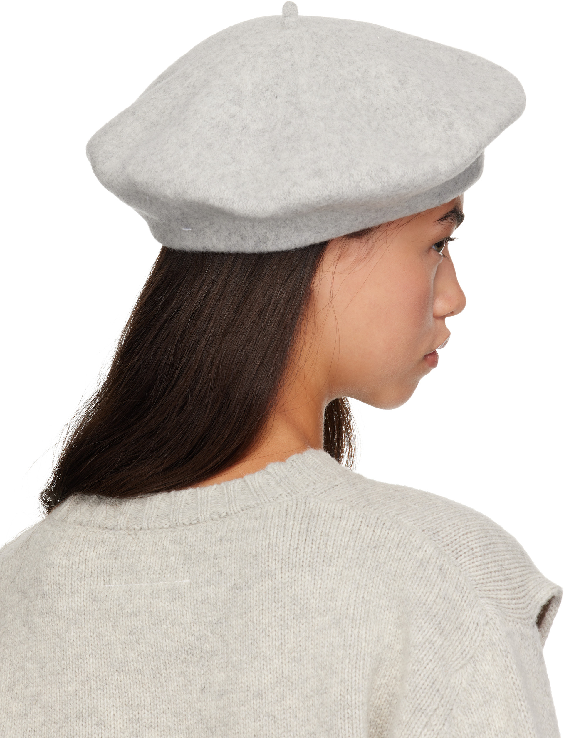 Maison Margiela ウールベレー 帽子 Maison Margiela: グレー 4-Stitch ウール ベレー帽 | SSENSE 日本