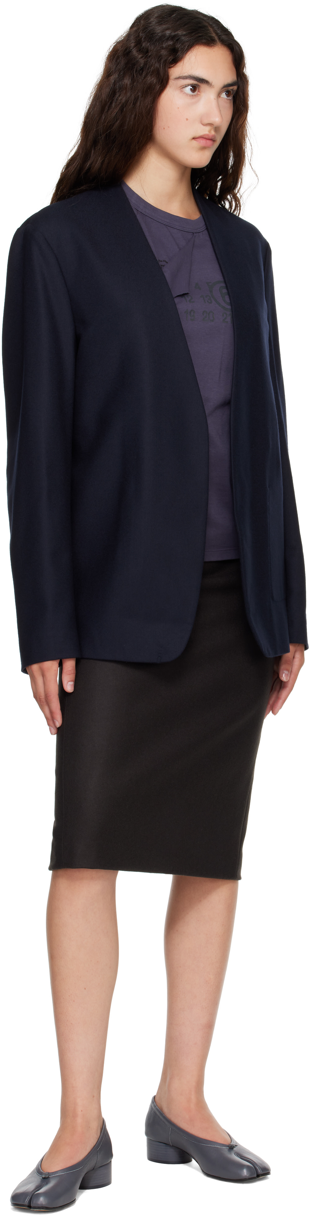 Maison Margiela: Navy Minimal Virgin Wool Blazer | SSENSE