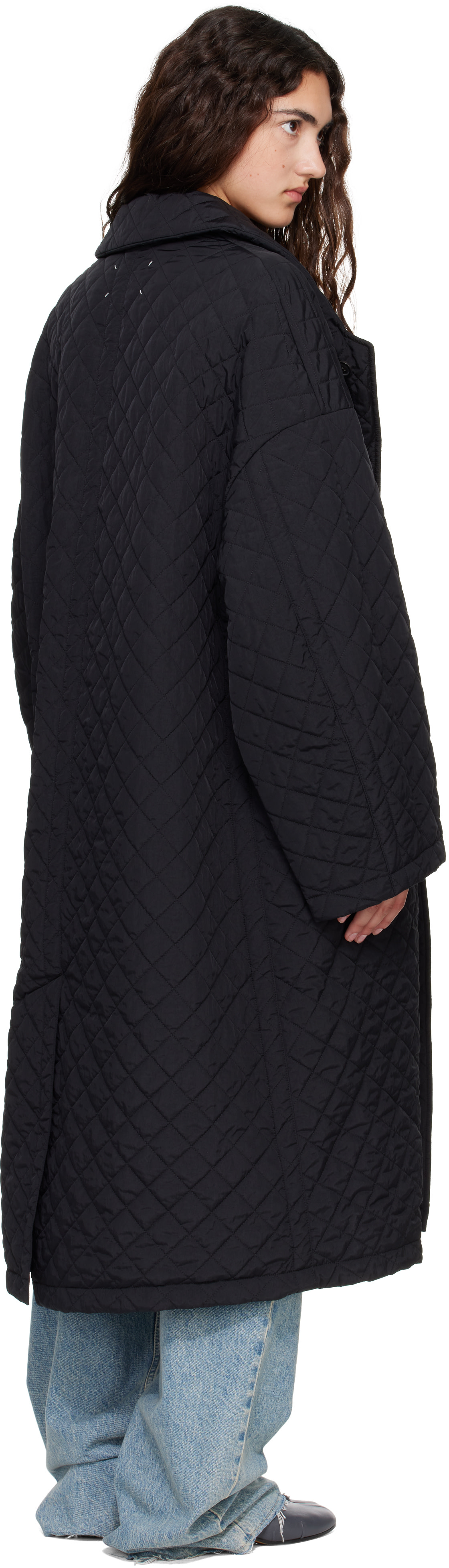 Maison Margiela: Black Quilted Coat | SSENSE