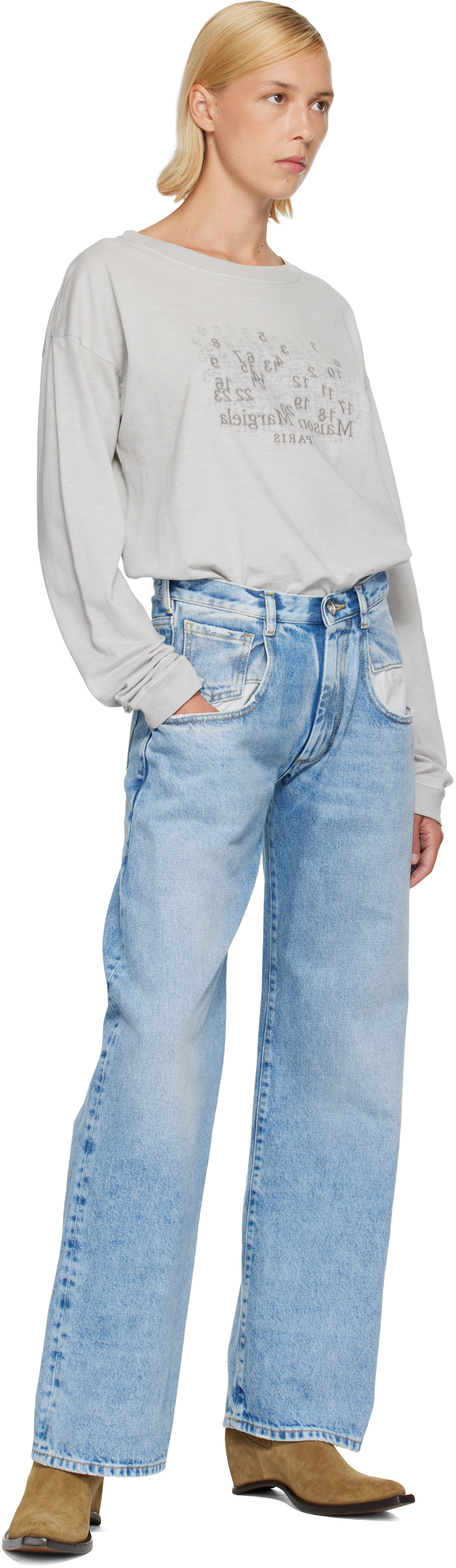 Maison Margiela: ブルー Contrasted Pockets ストレートジーンズ