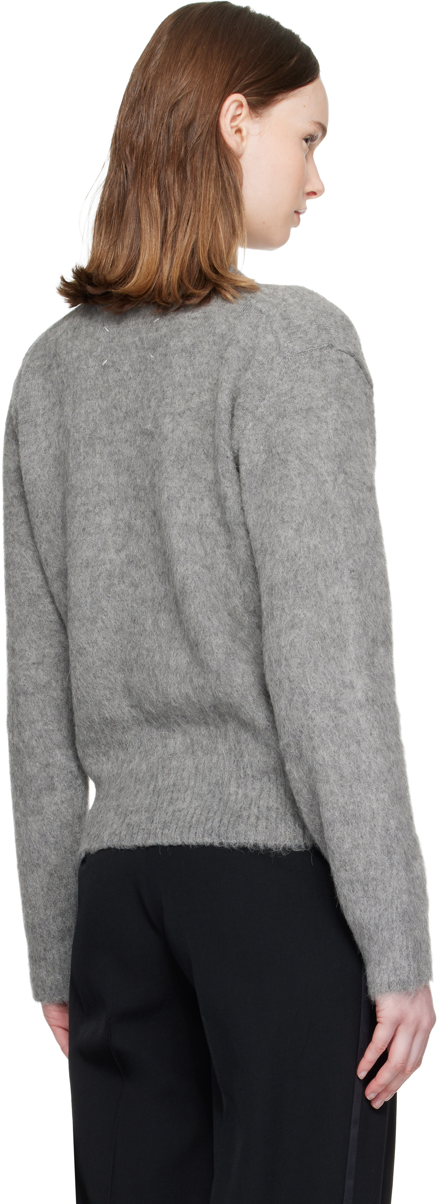 Maison Margiela - Pull gris en alpaga à col en V
