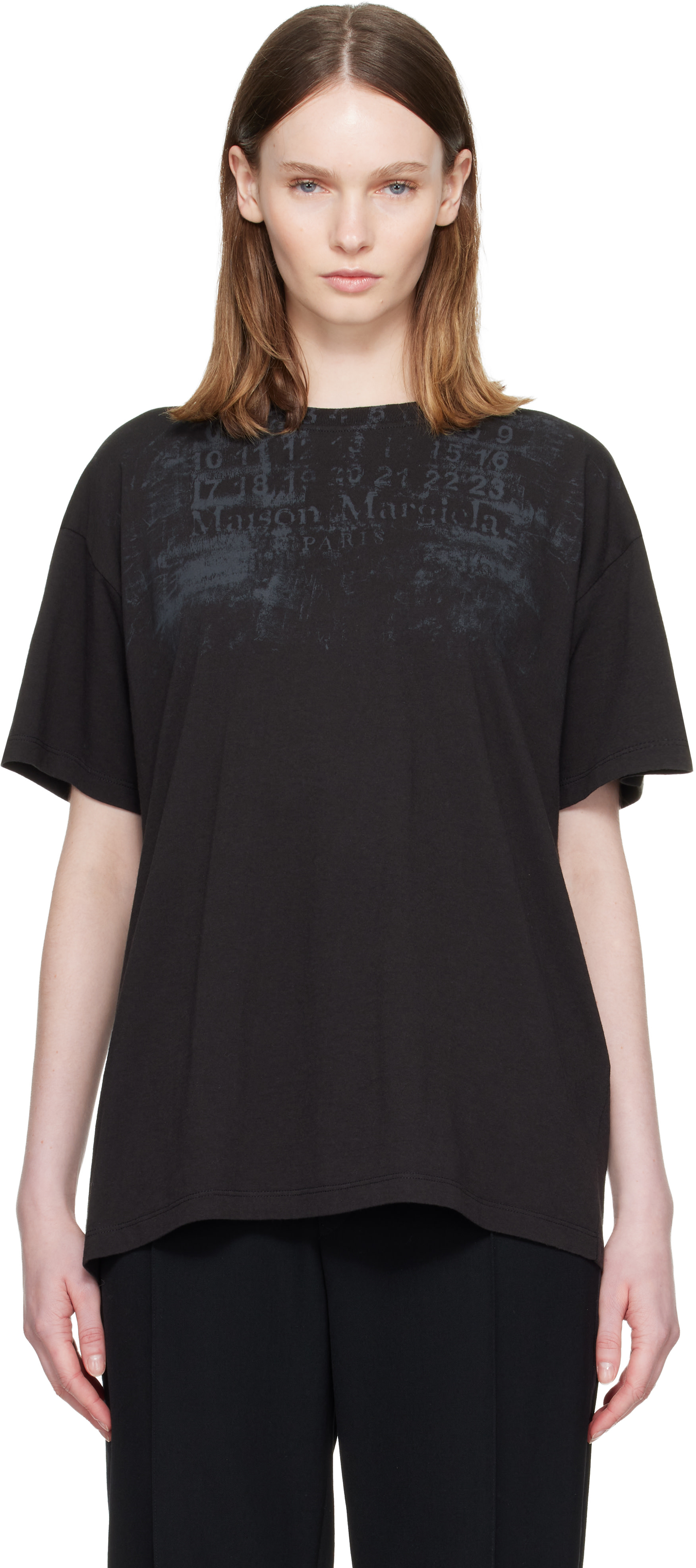 Maison Margiela: Black Numbers Regular T-shirt | SSENSE