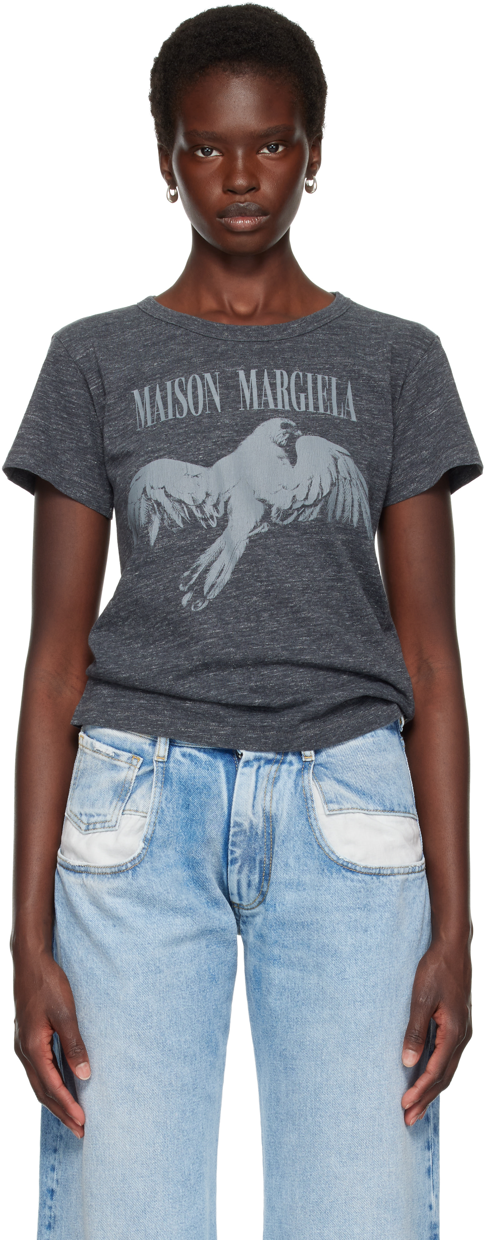 Maison Margiela: Gray Bird Fitted T-shirt | SSENSE