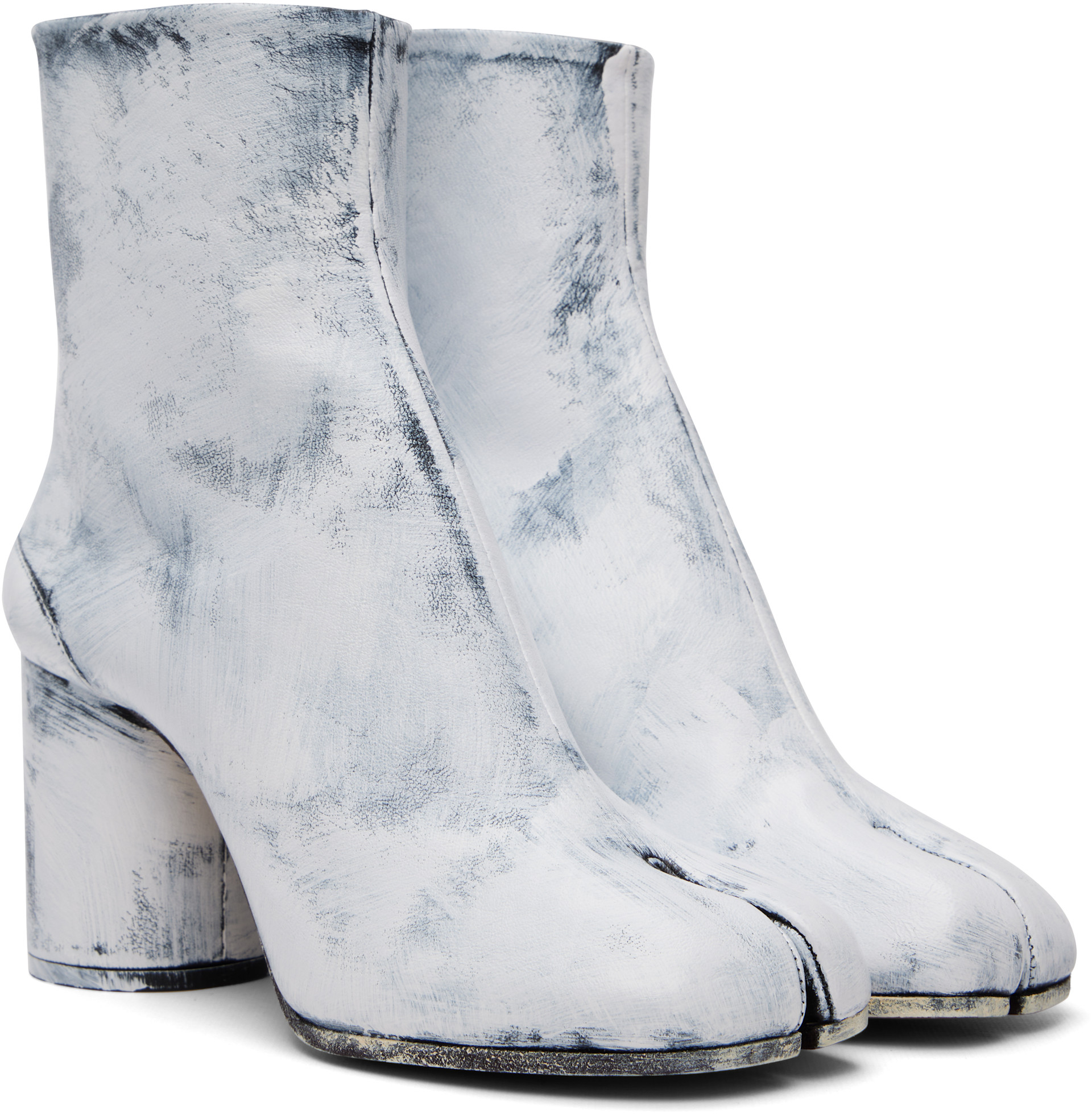Maison Margiela: ホワイト＆ブラック Tabi Bianchetto ブーツ