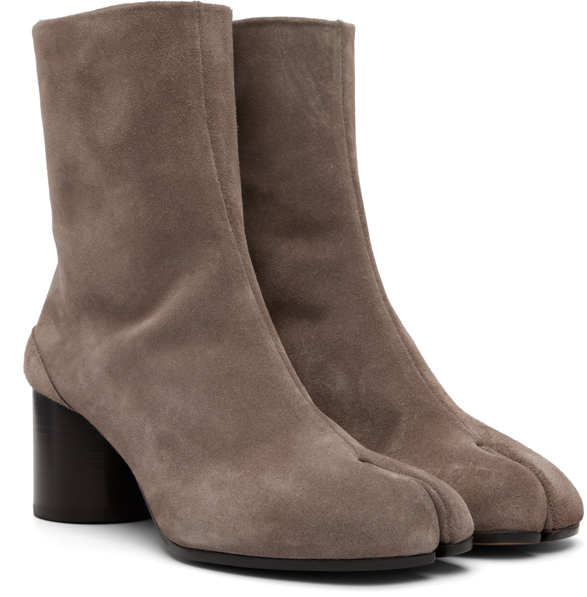 Maison Margiela: Taupe Tabi H60 Suede Boots | SSENSE