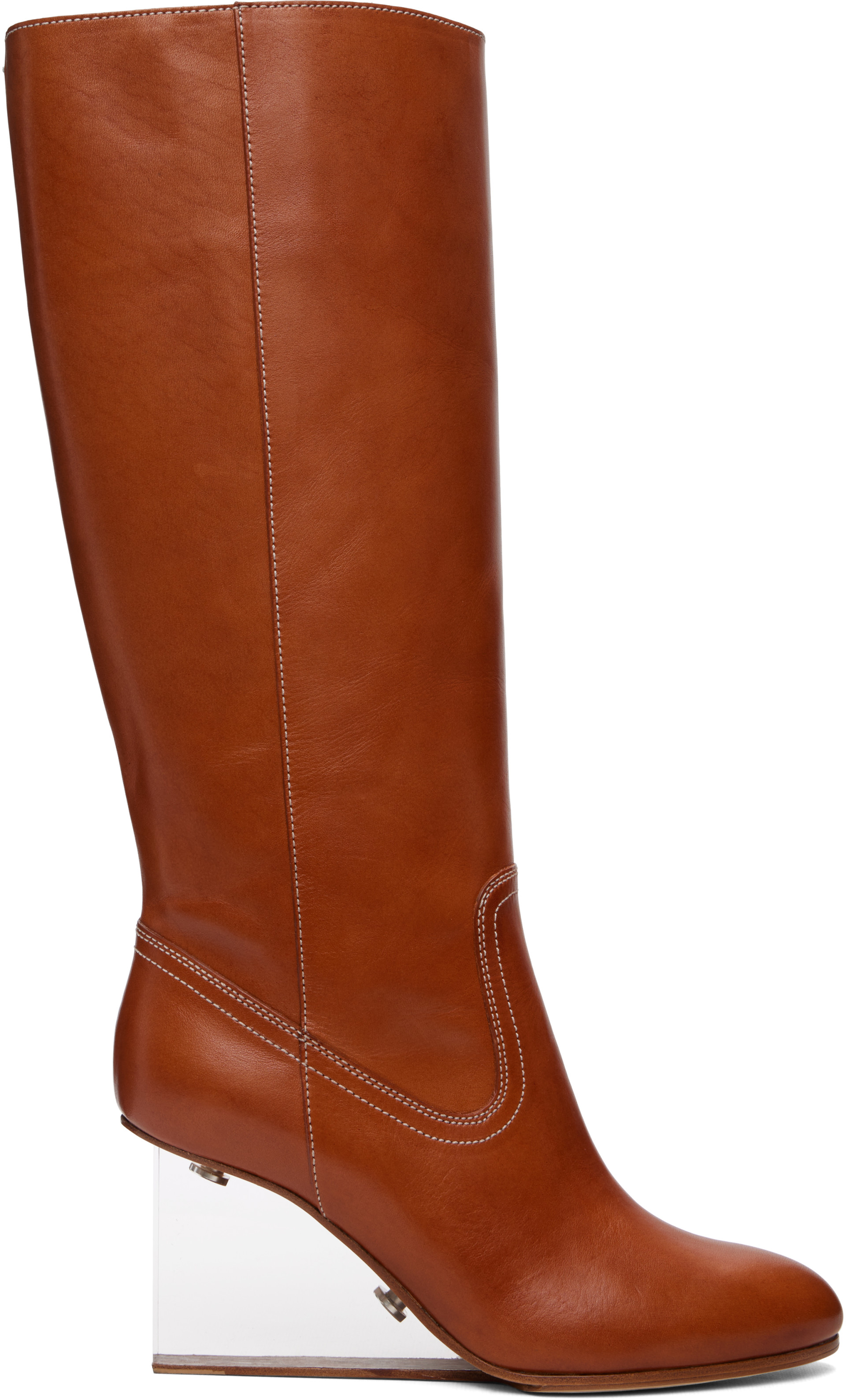 Maison Margiela: Brown Plexi Wedge High Boots | SSENSE