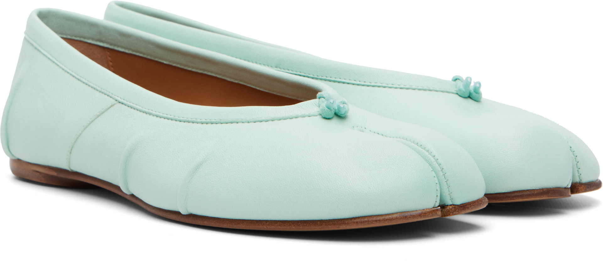 Maison Margiela: Green Tabi Ballerina Flats | SSENSE Canada