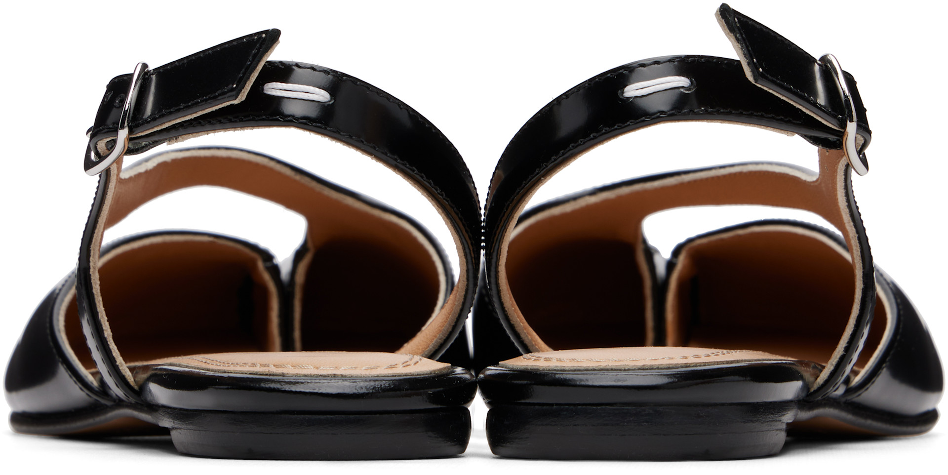 Maison Margiela: ブラック Tabi スリングバック フラットサンダル