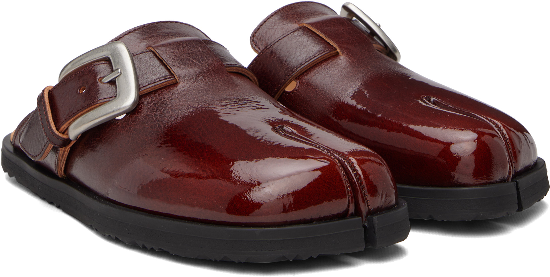 Maison Margiela: Burgundy Tabi Daily Mule Loafers | SSENSE