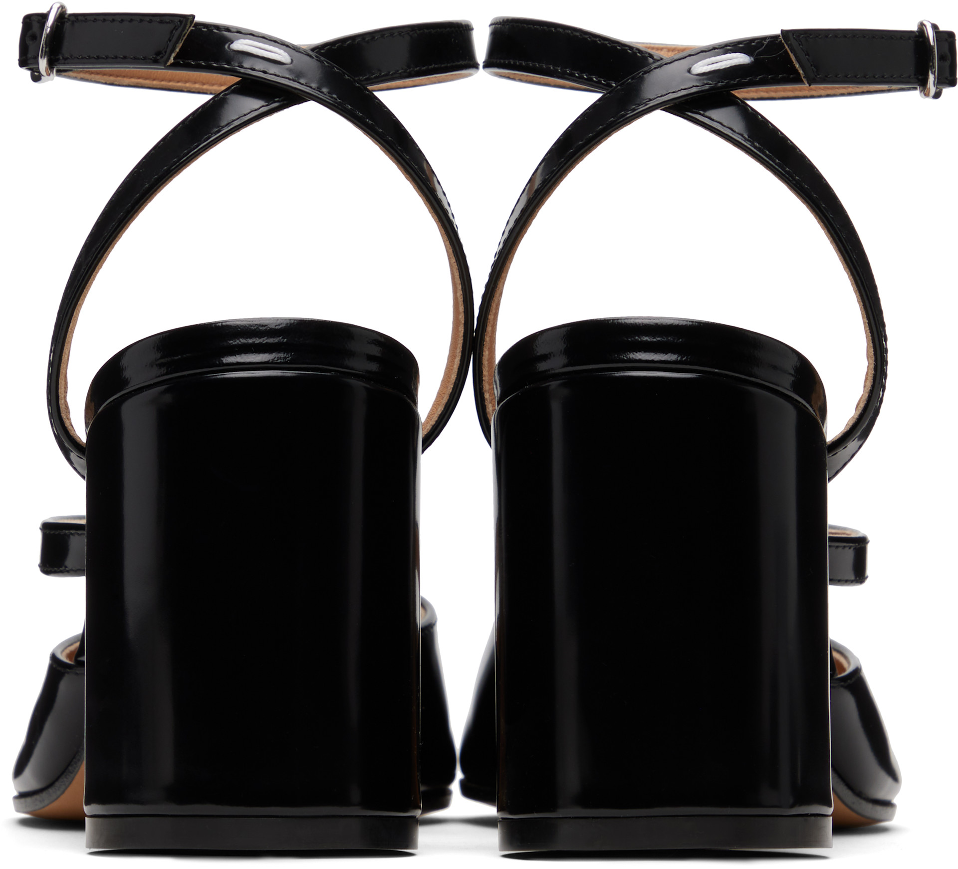 Maison Margiela: Black Tabi Pump Heeled Sandals | SSENSE