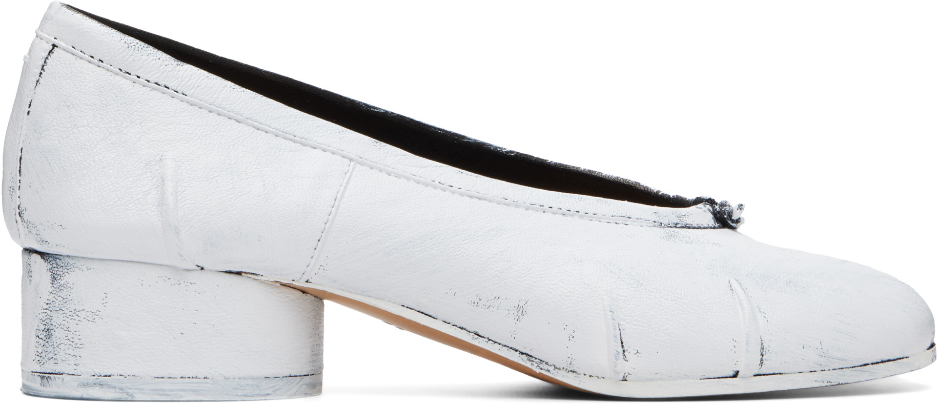 Maison Margiela Tabi 3センチヒールバレエホワイト 36.5 Maison Margiela: White & Black Tabi New Ballerina Heels | SSENSE