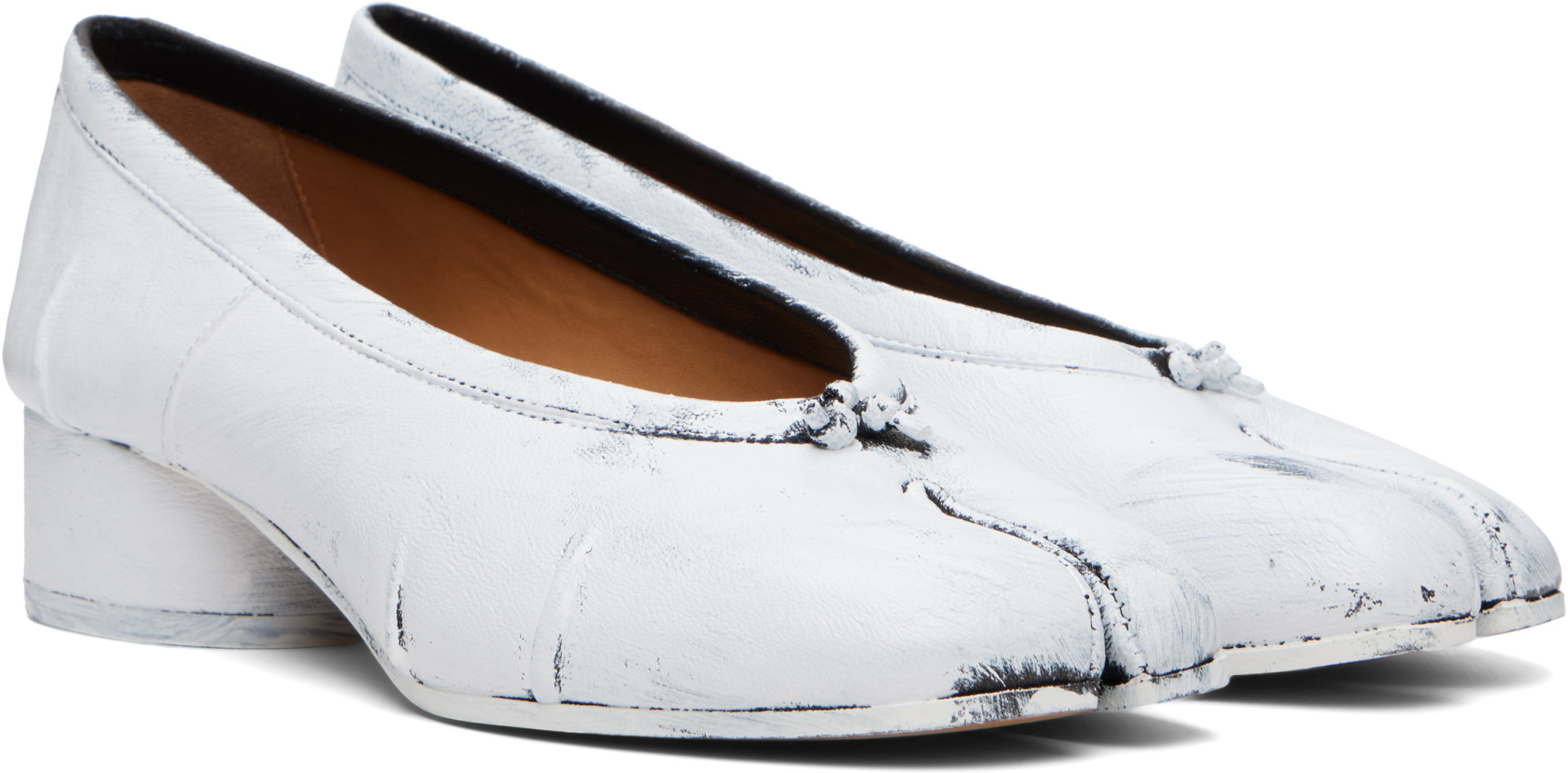 Maison Margiela: White & Black Tabi New Ballerina Heels | SSENSE
