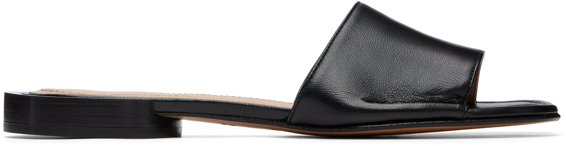 Maison Margiela: Black Tabi Flat Mule Sandals | SSENSE