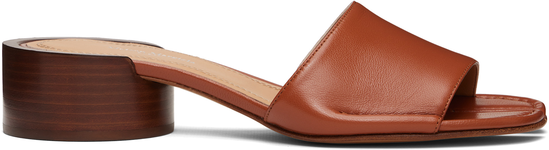 Maison Margiela: タン Tabi Mule ヒールサンダル | SSENSE 日本