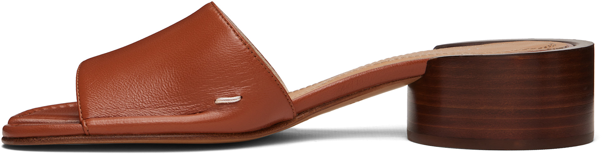 Maison Margiela: タン Tabi Mule ヒールサンダル | SSENSE 日本