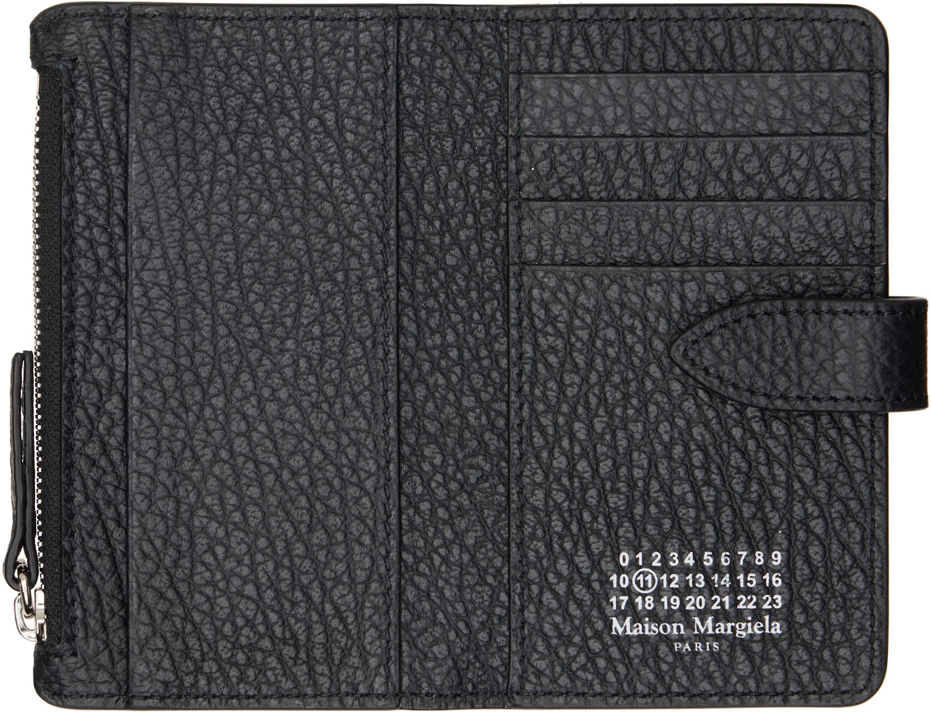 Maison Margiela: ブラック Four Stitches ジップカードケース