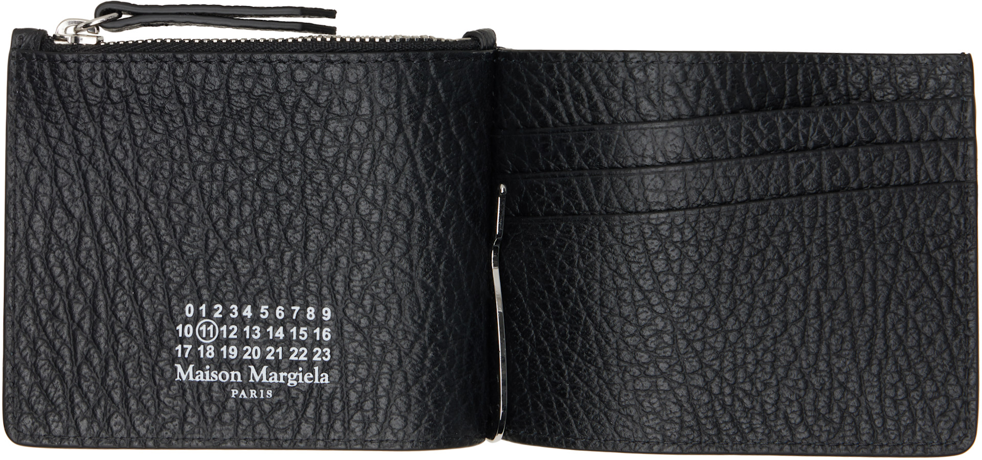 Maison Margiela: ブラック Four Stitches マネークリップ ウォレット