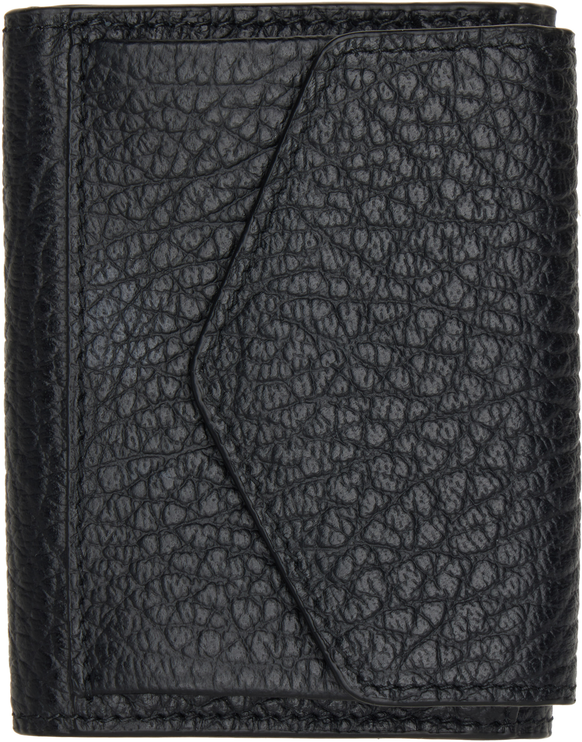 SSENSE購入Maison Margiela ブラックレザー 財布 Maison Margiela: Black Four Stitches Pocket Wallet | SSENSE