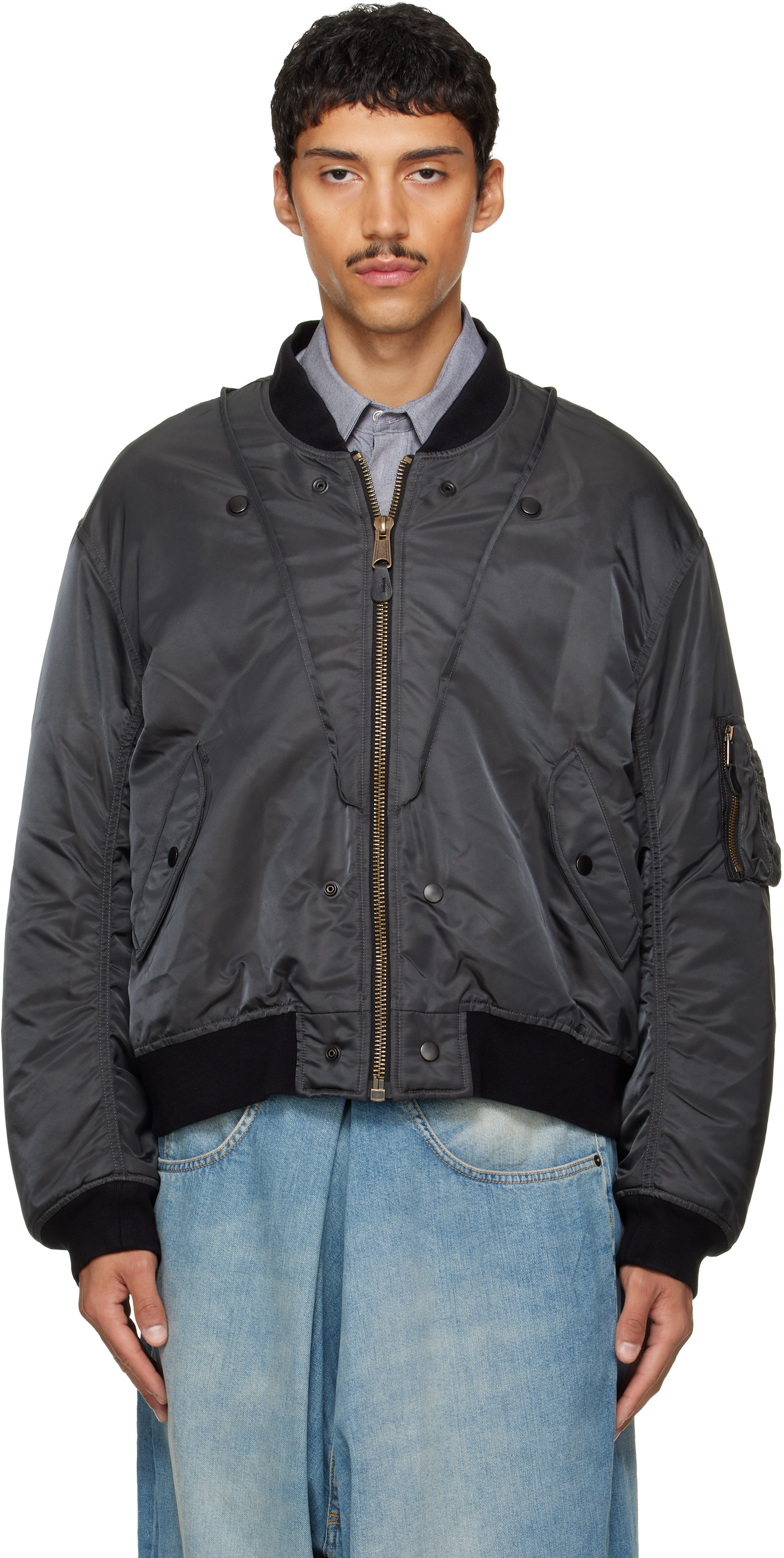 Maison Margiela - Gray & Black Reversible Bomber Jacket