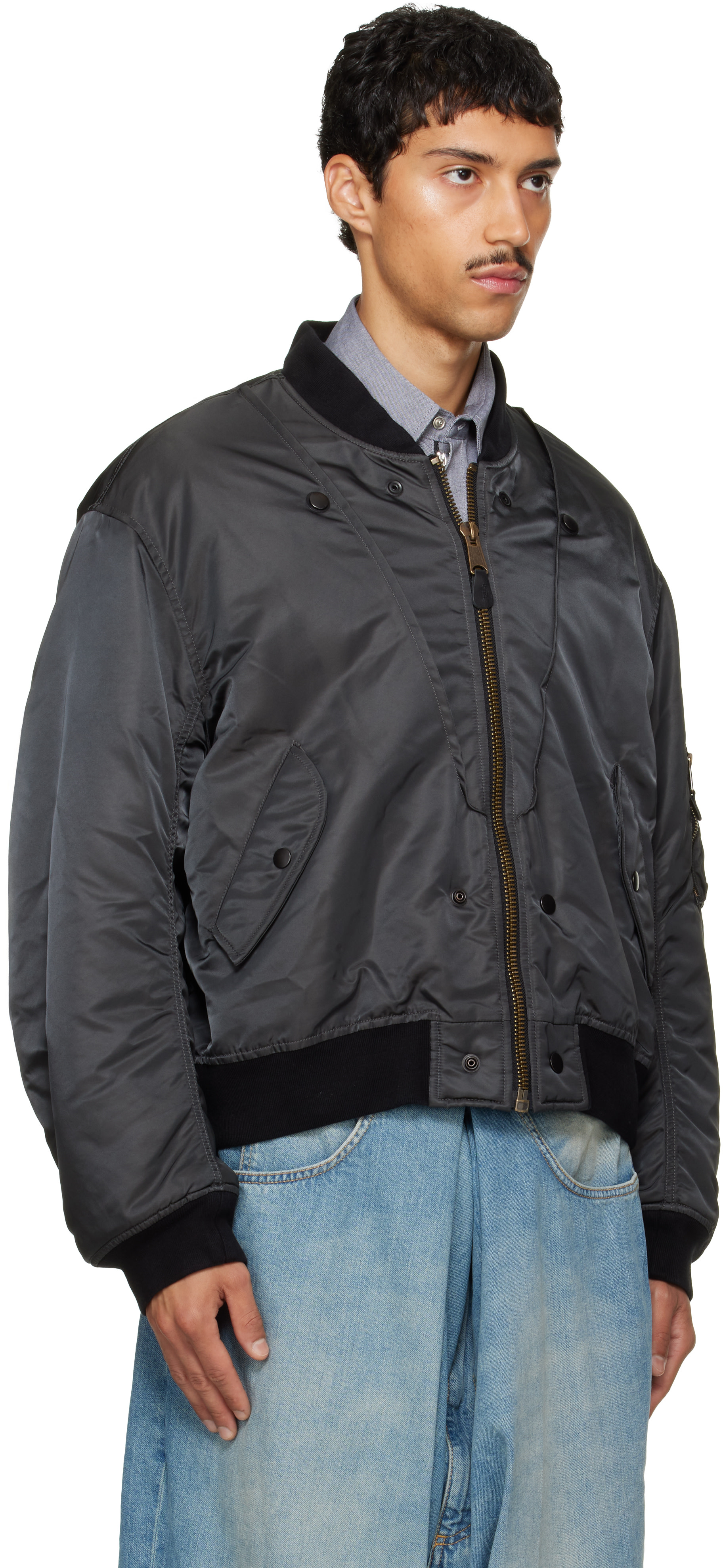 Maison Margiela - Gray & Black Reversible Bomber Jacket