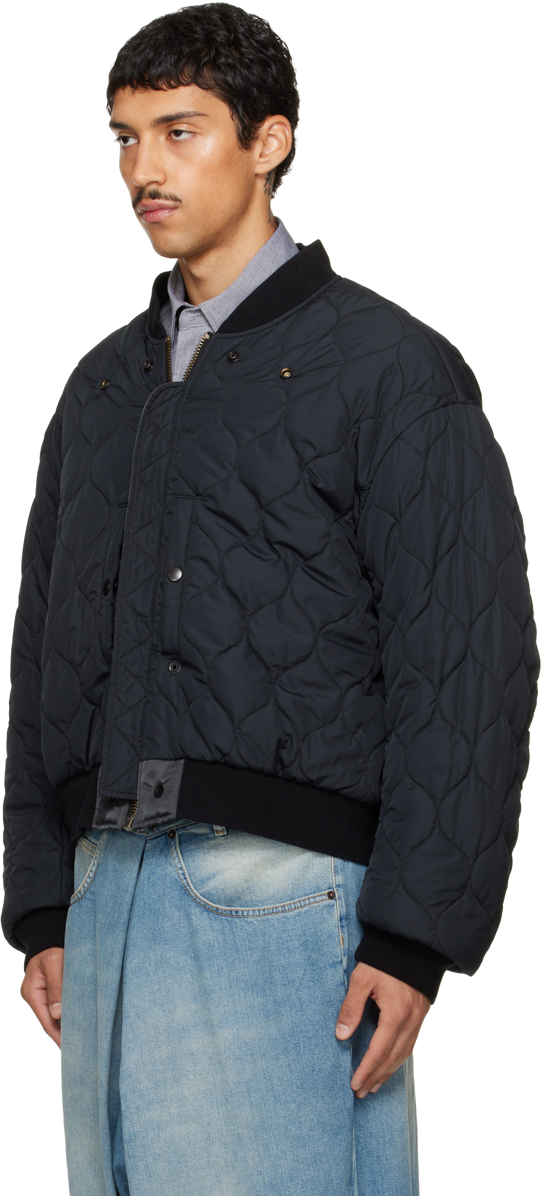 Maison Margiela - Gray & Black Reversible Bomber Jacket