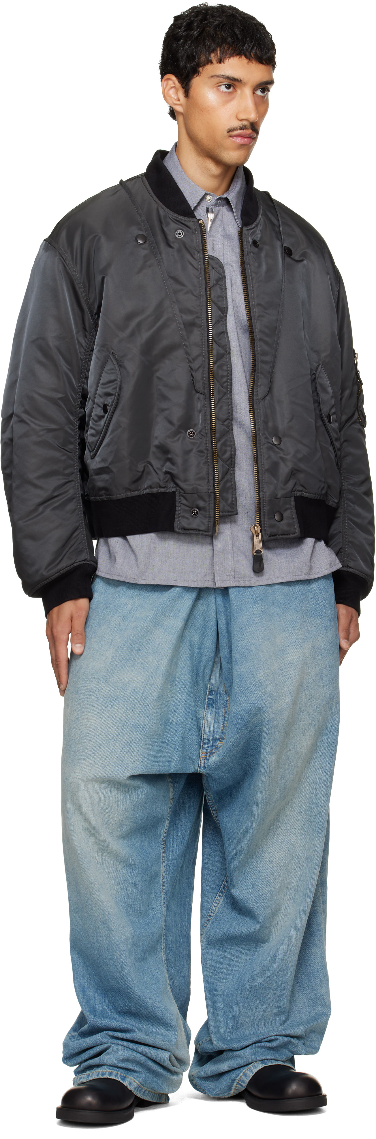 Maison Margiela - Gray & Black Reversible Bomber Jacket