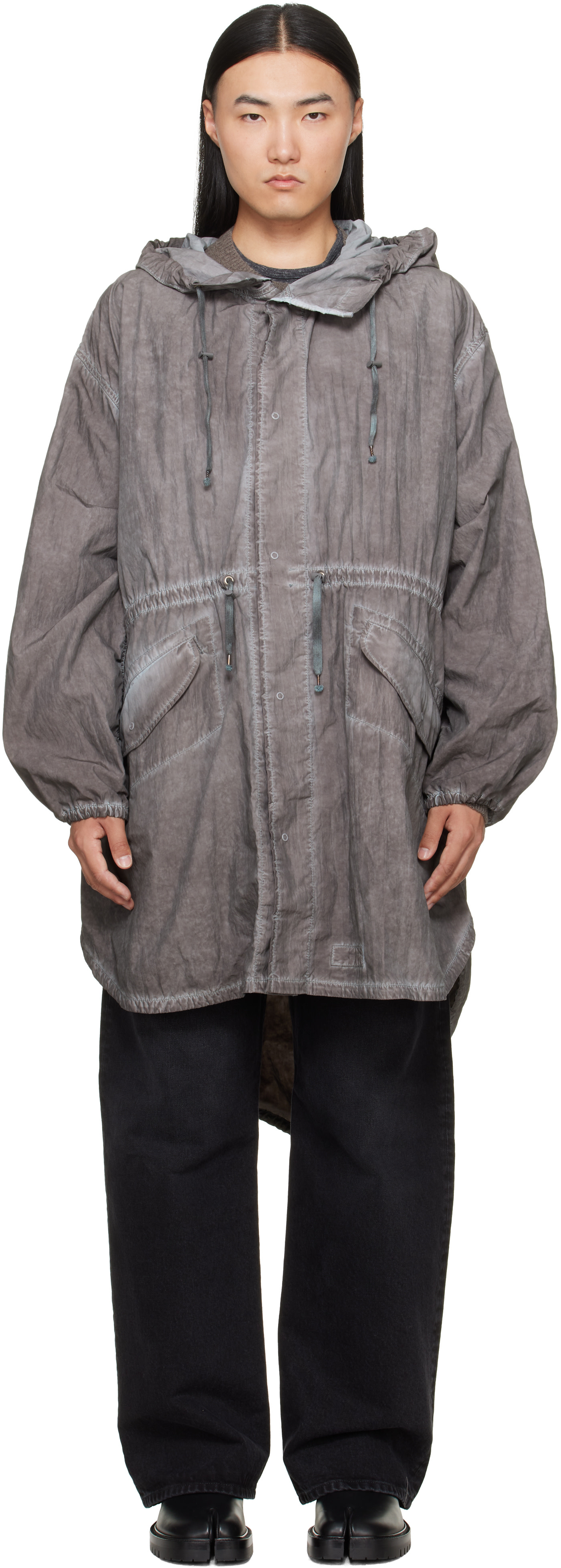 Maison Margiela - Parka gris à capuche