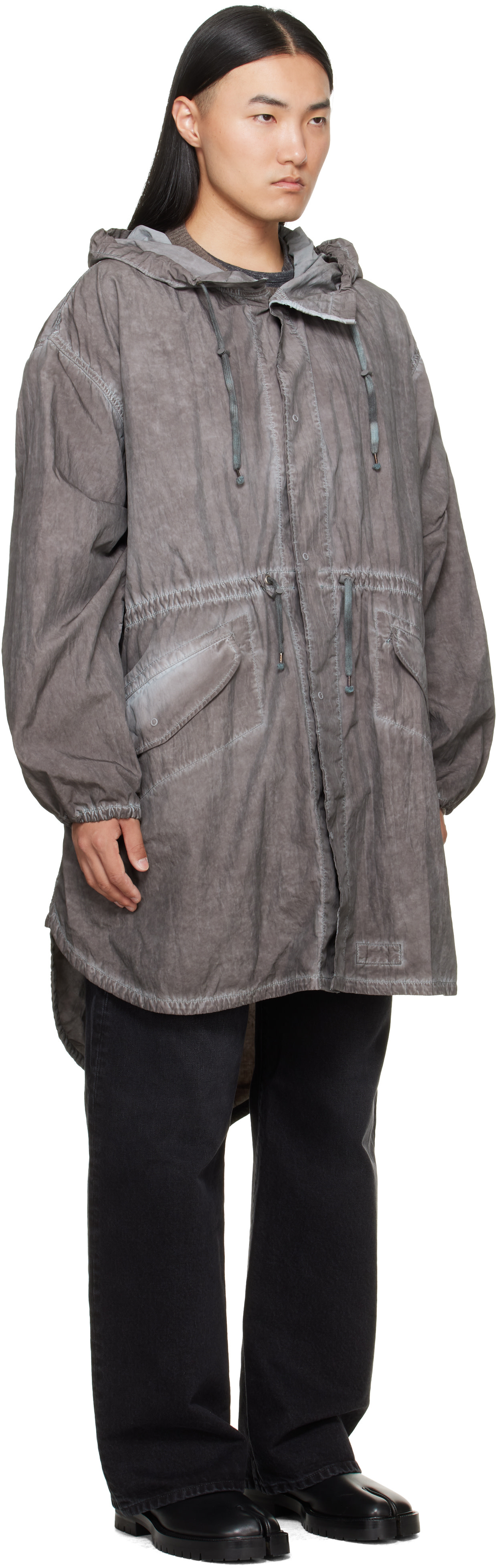 Maison Margiela - Parka gris à capuche