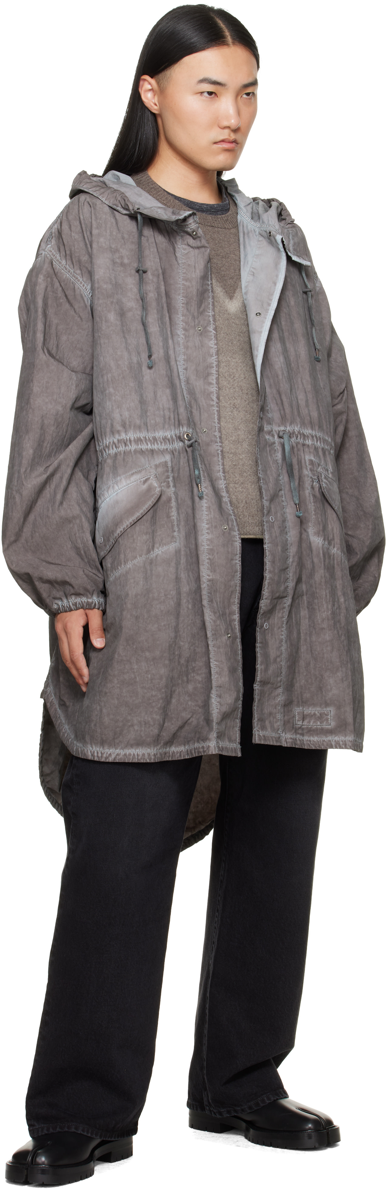 Maison Margiela - Parka gris à capuche