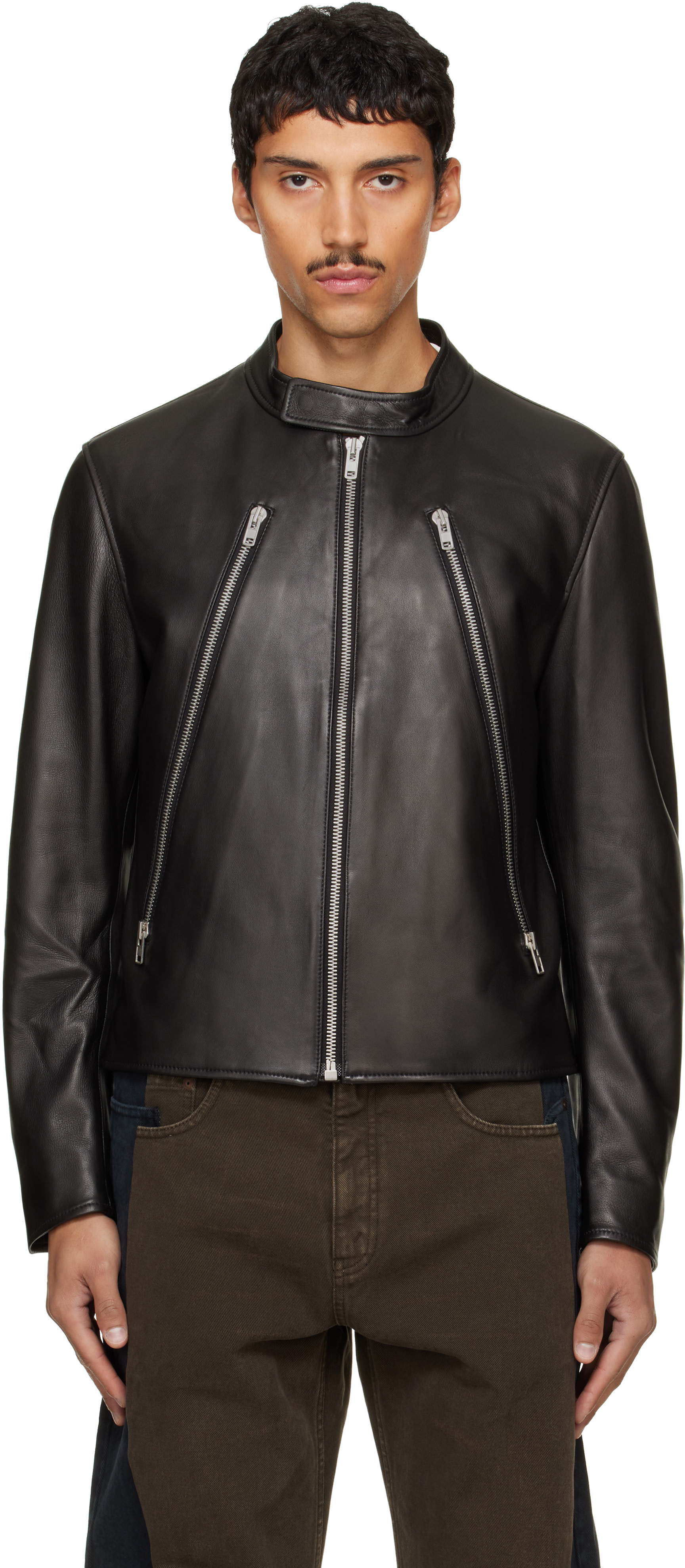 Maison Margiela - Black 5-Zip Leather Jacket