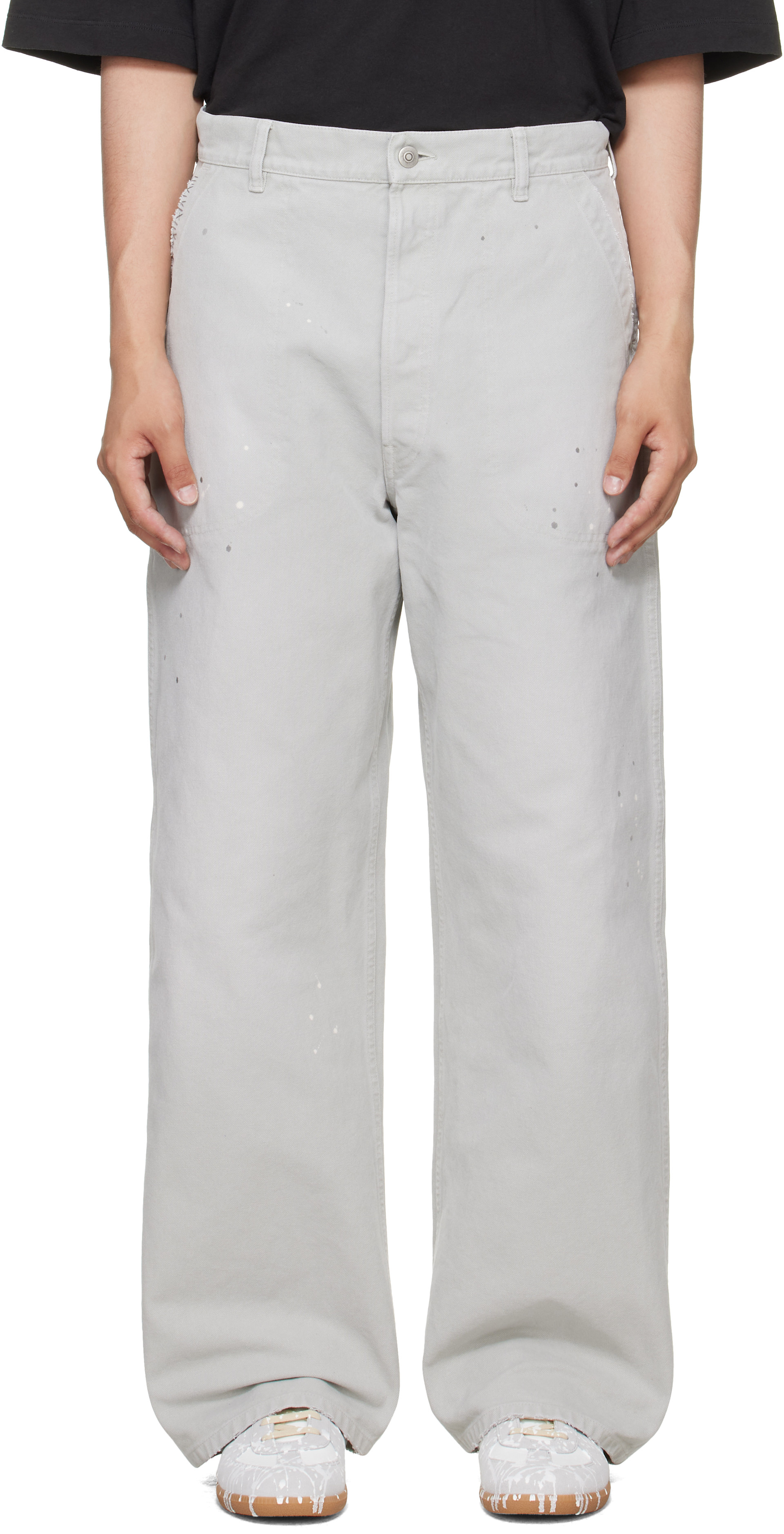 Maison Margiela: Gray Double-Dyed Workwear Trousers | SSENSE Canada