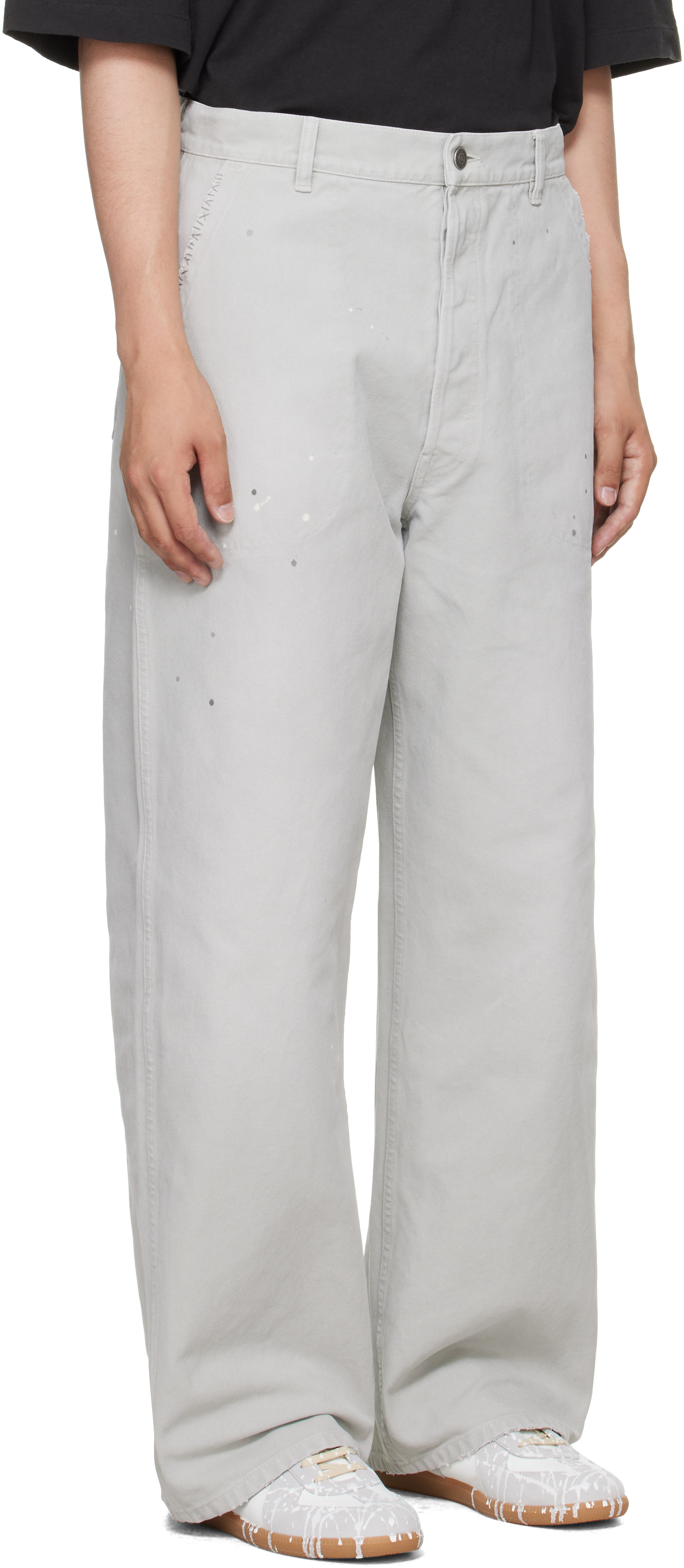 Maison Margiela: Gray Double-Dyed Workwear Trousers | SSENSE