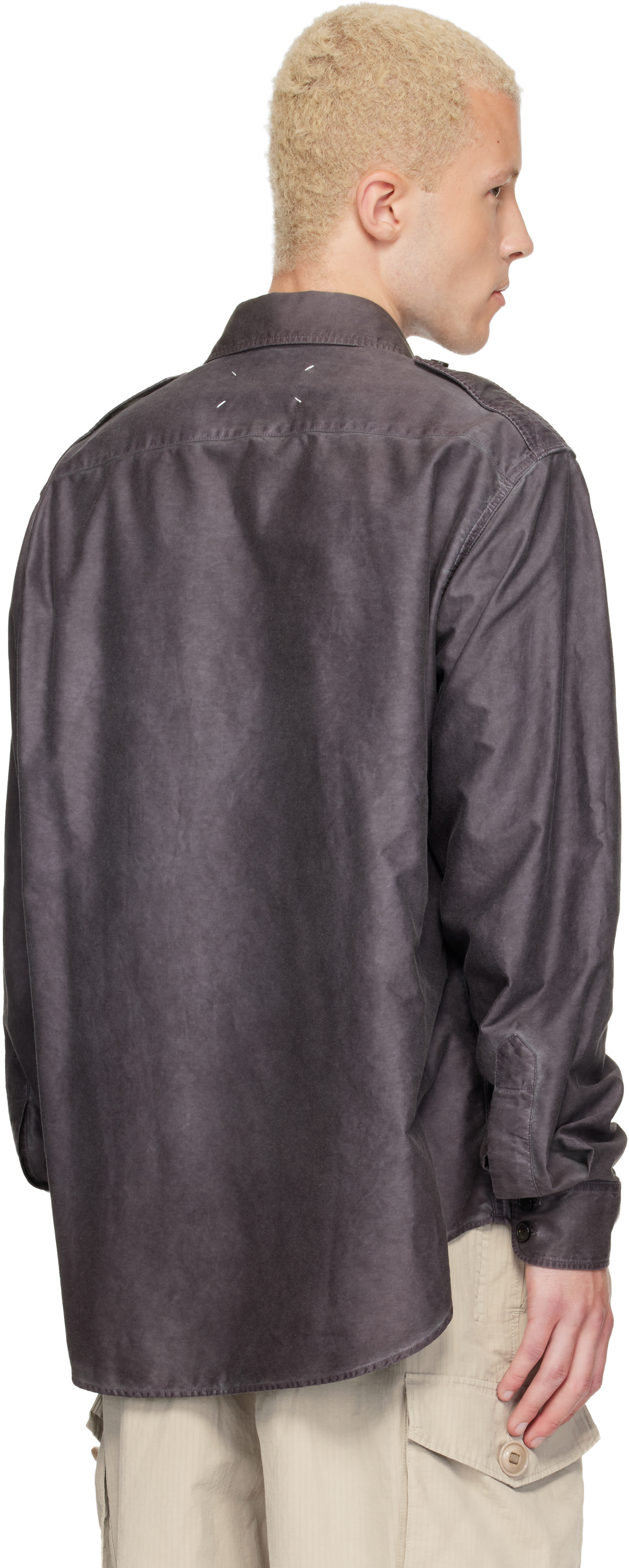 Maison Margiela: Purple Double-Dyed Workwear Shirt | SSENSE