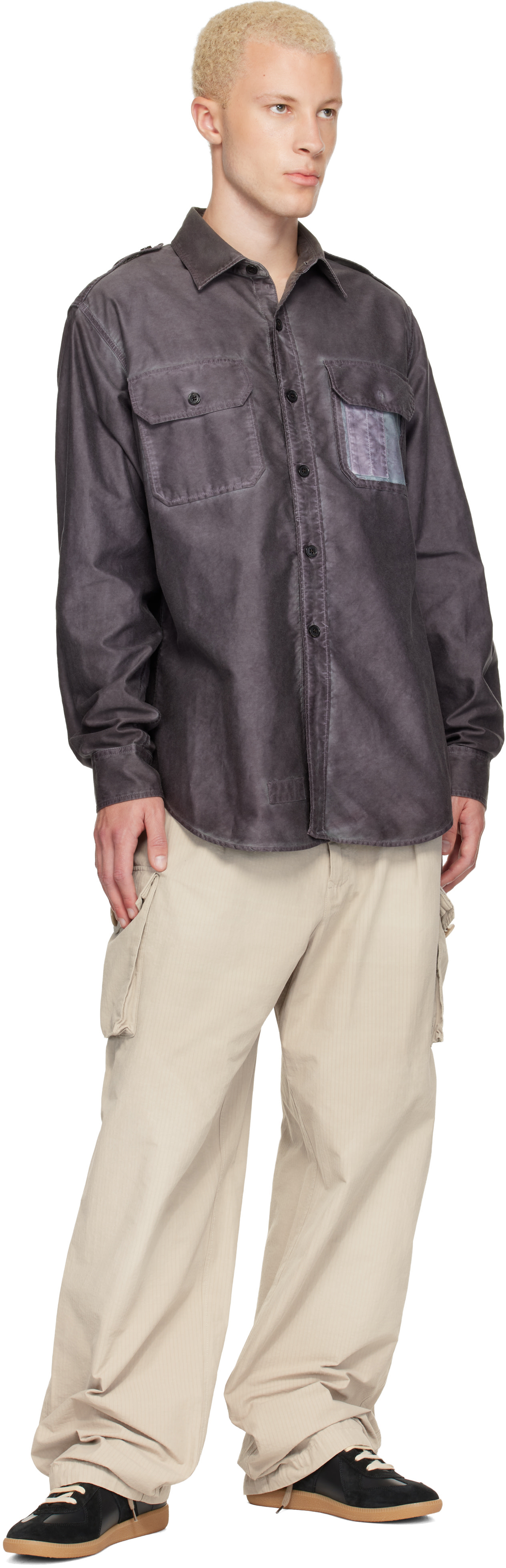 Maison Margiela: Purple Double-Dyed Workwear Shirt | SSENSE