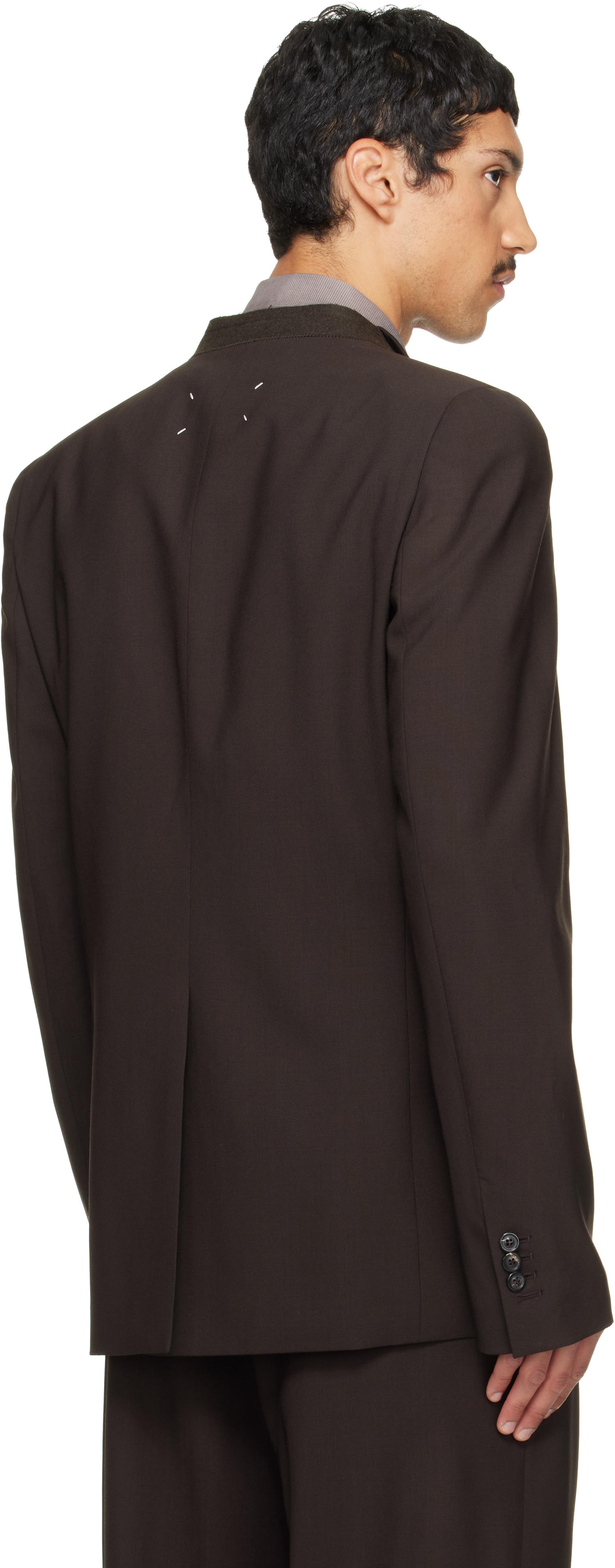 Maison Margiela - Brown Minimal Collar Wool Blazer