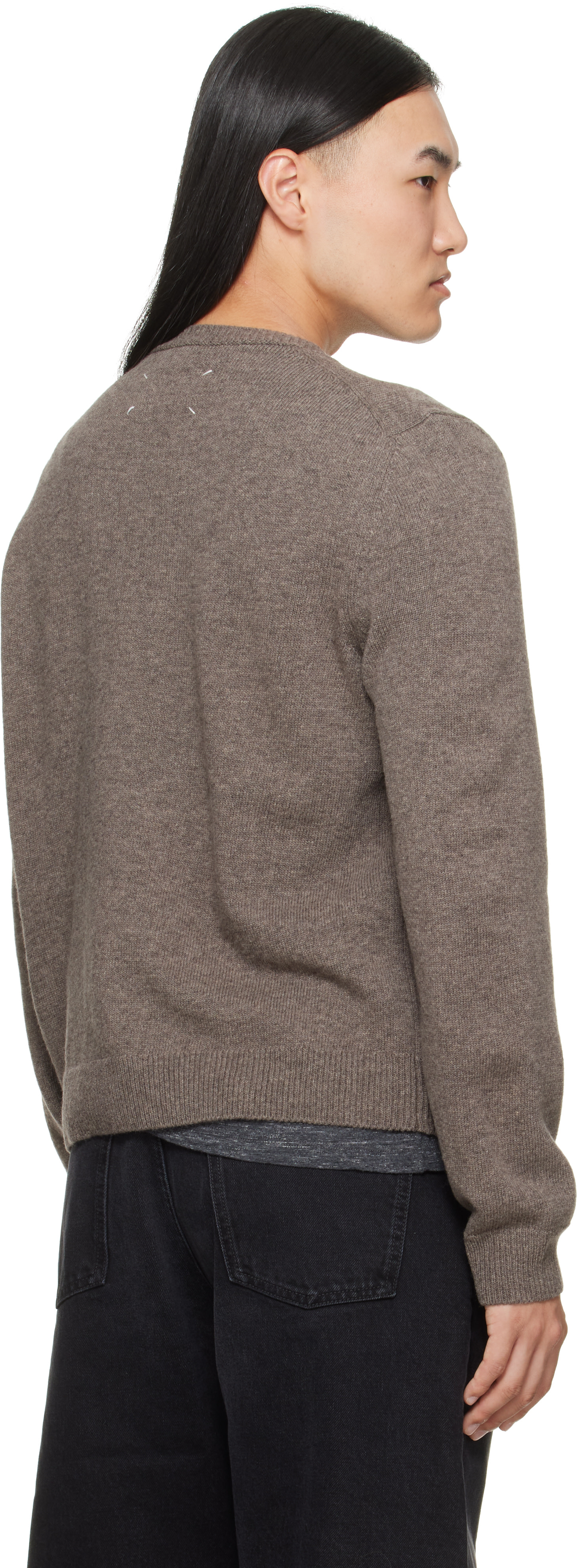 Maison Margiela ウールセーター Maison Margiela: グレー Fused Knit ウール クルーネックセーター
