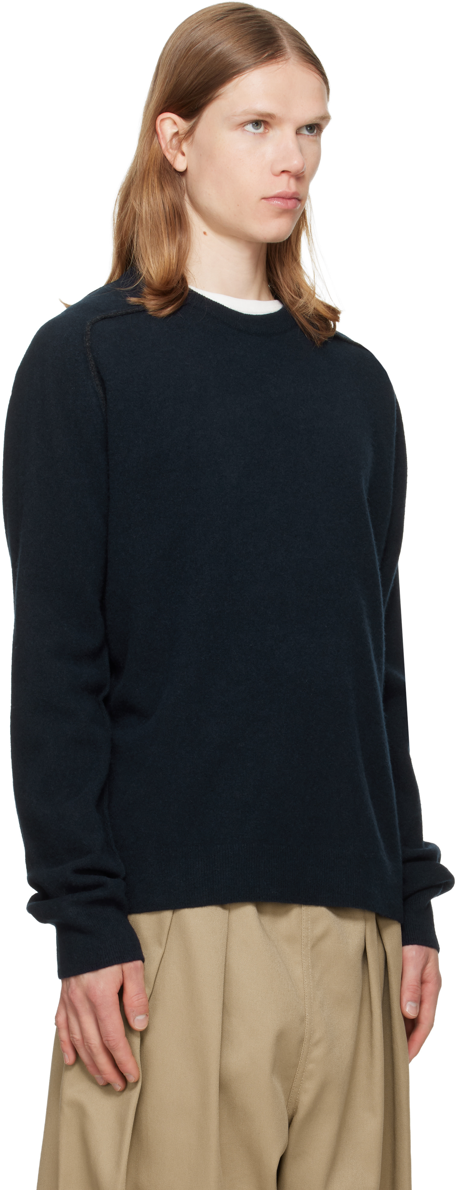 Maison Margiela - Navy Virgin Wool Crewneck Sweater