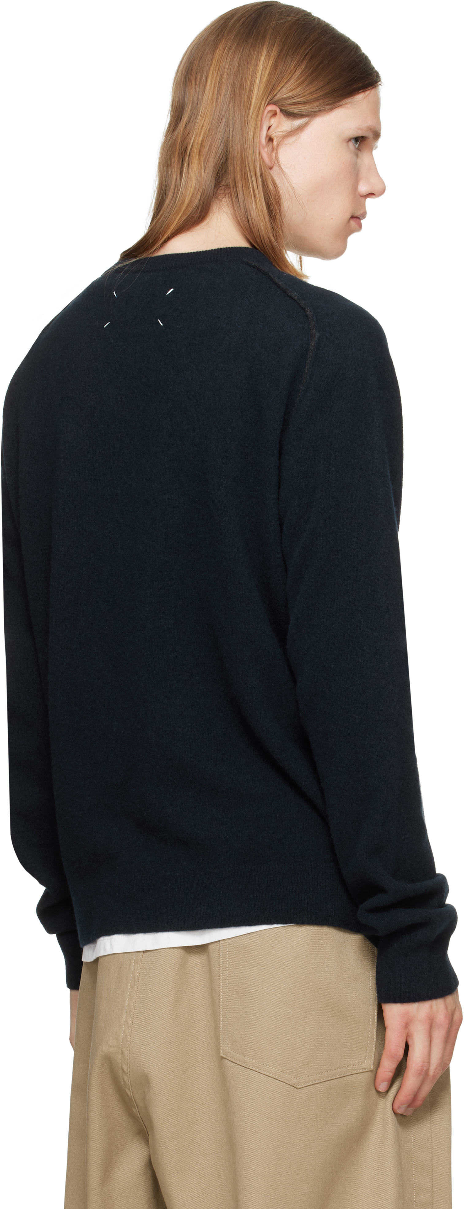 Maison Margiela - Navy Virgin Wool Crewneck Sweater