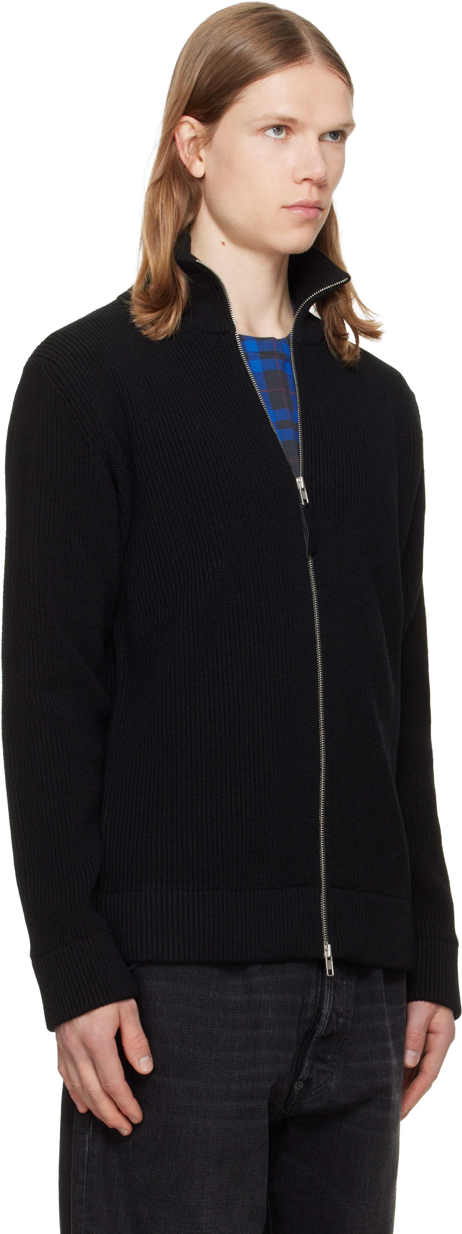 Maison Margiela - Black Knit Zip-Up Sweater