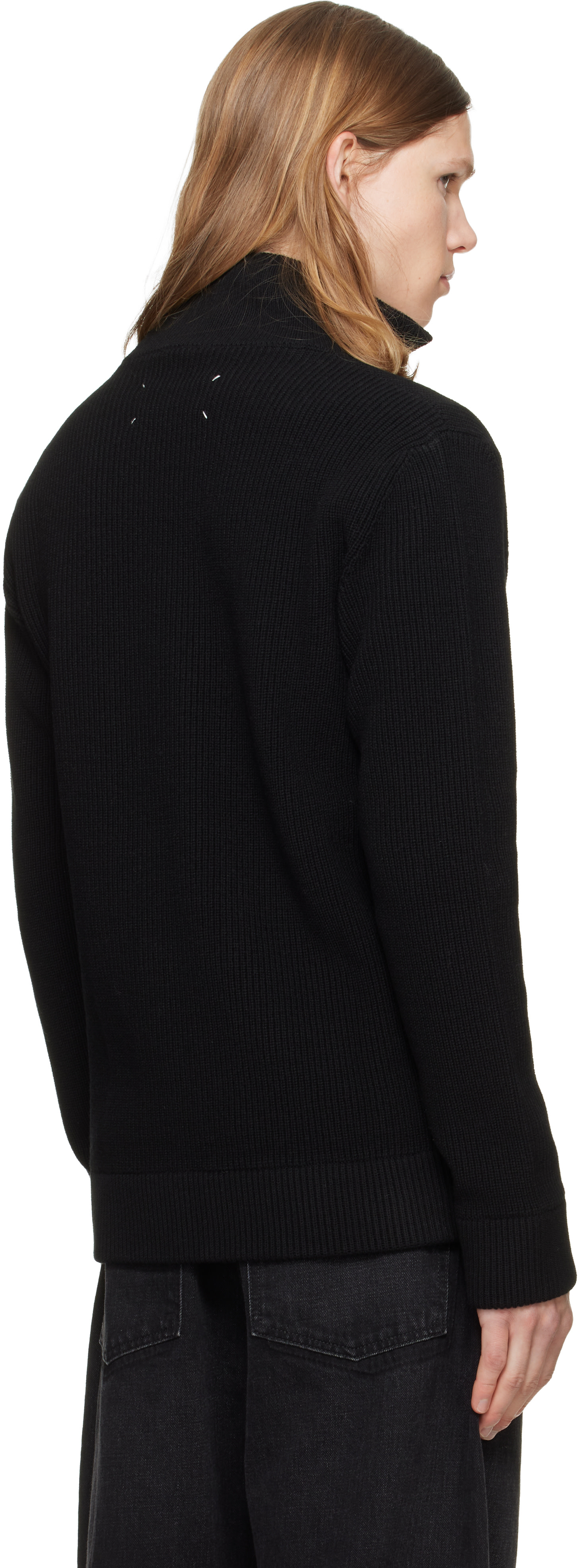 Maison Margiela - Black Knit Zip-Up Sweater