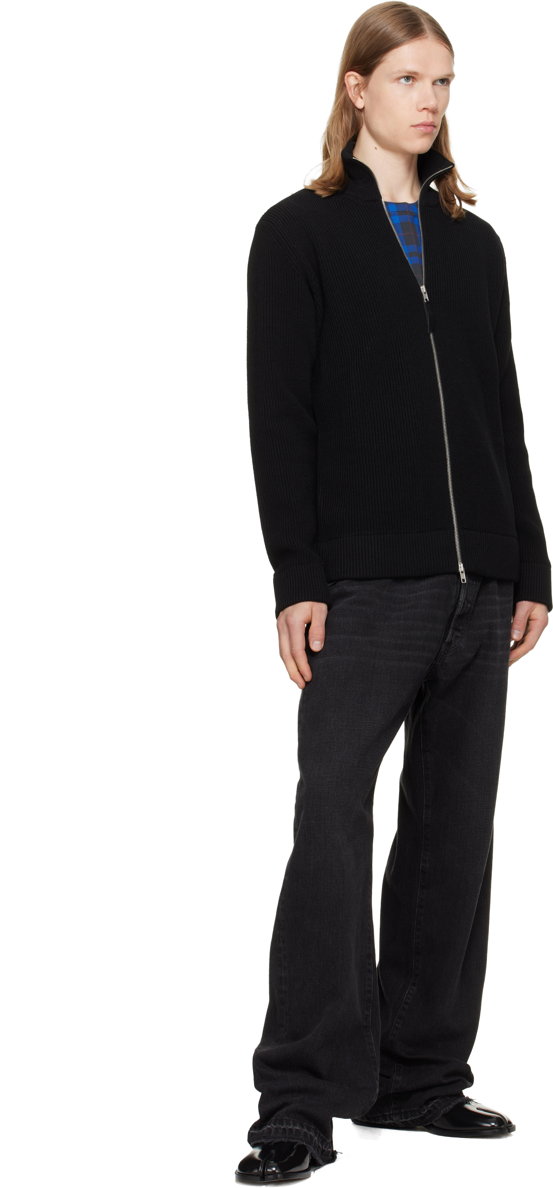 Maison Margiela - Black Knit Zip-Up Sweater