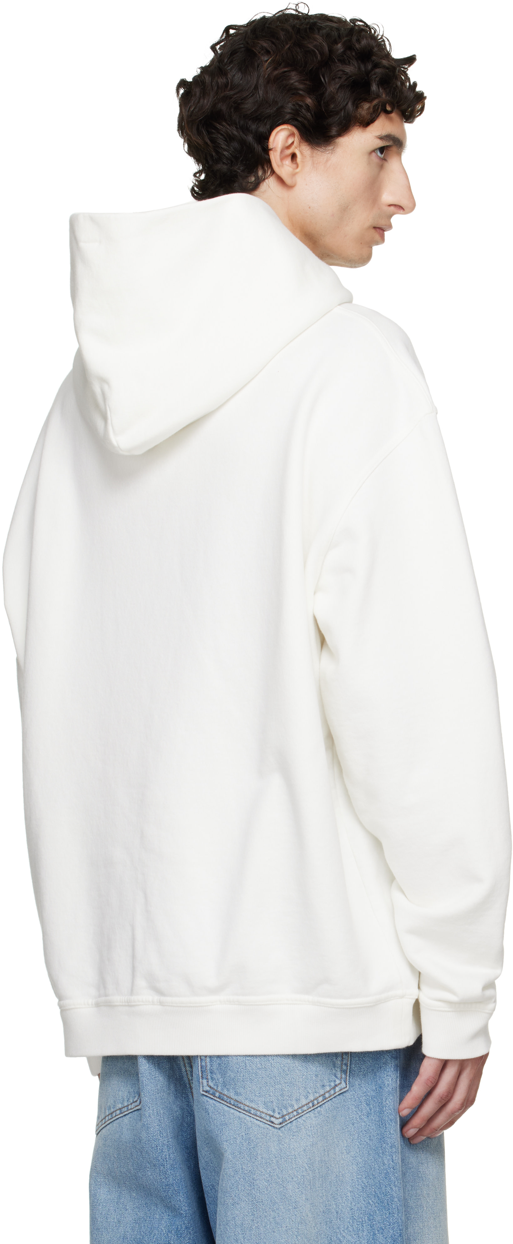 Maison Margiela - Pull à capuche blanc à logo inversé
