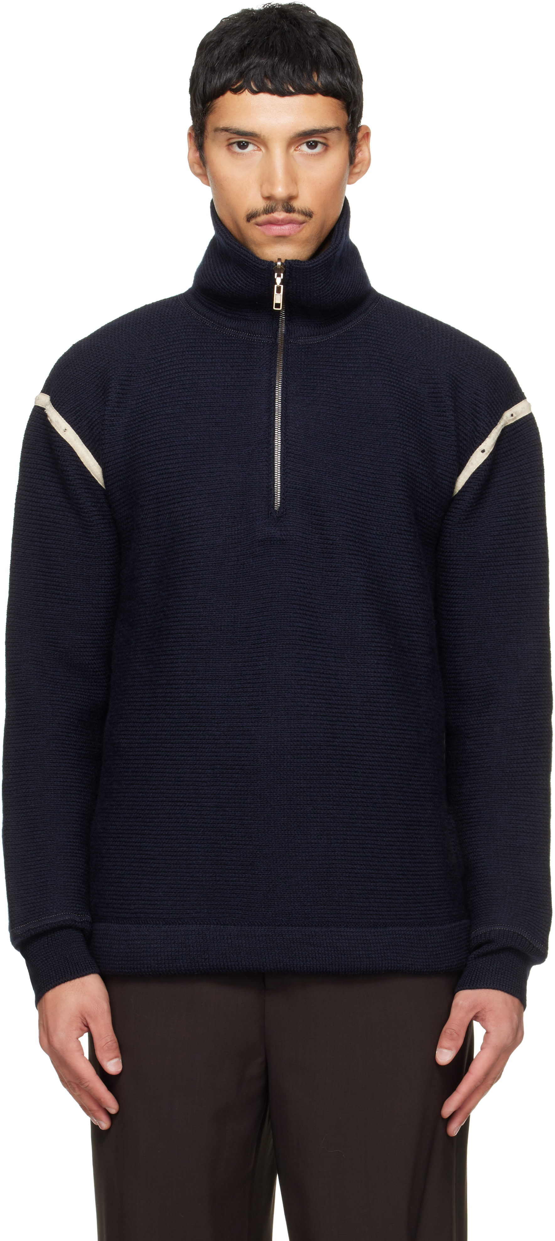 Maison Margiela - Pull brun à empiècement aux coudes
