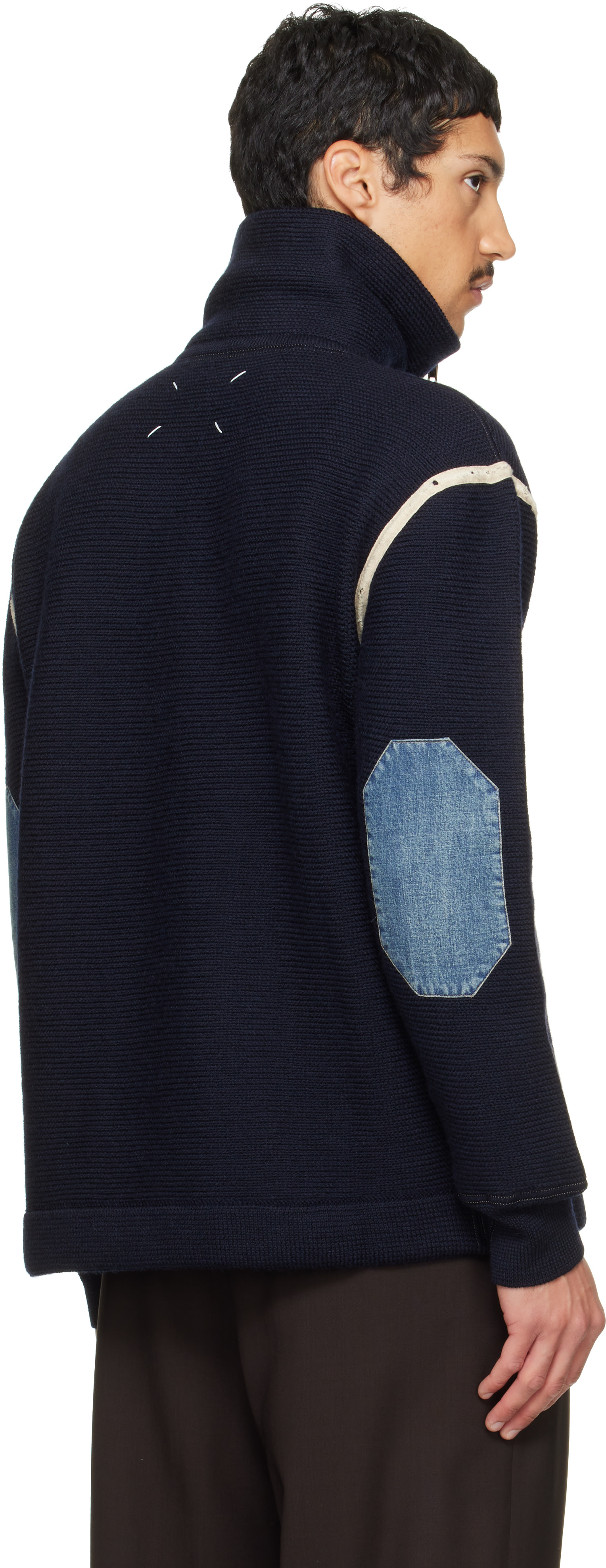 Maison Margiela - Pull brun à empiècement aux coudes