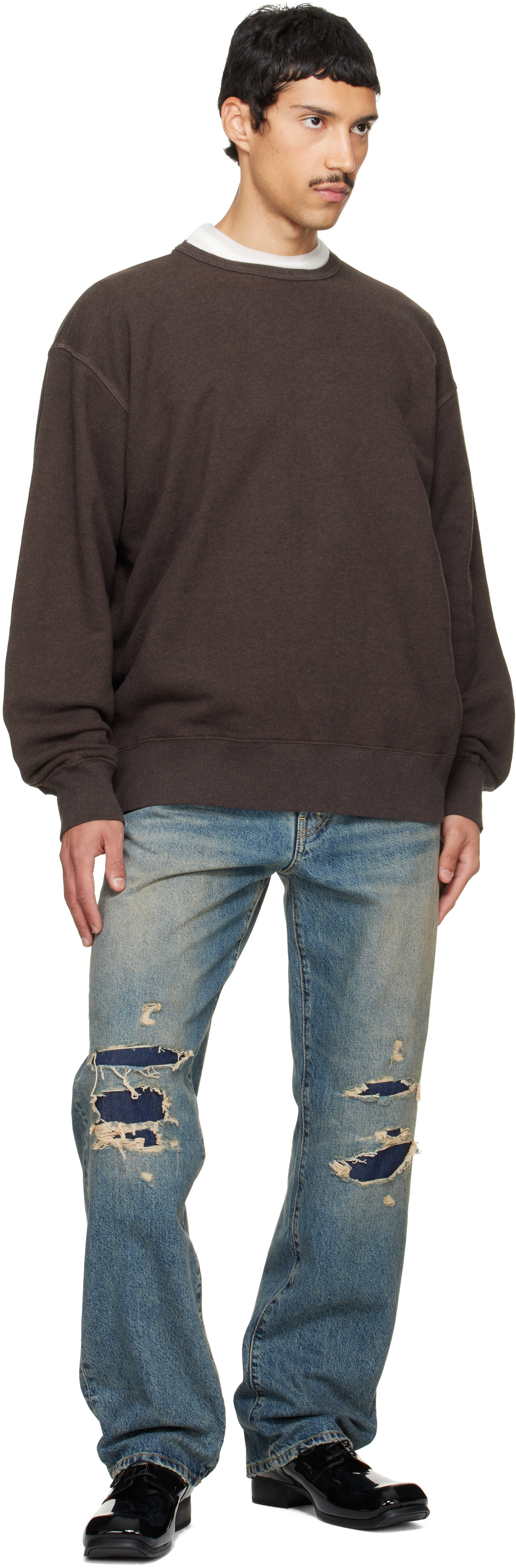 Maison Margiela - Pull molletonné brun à panneau