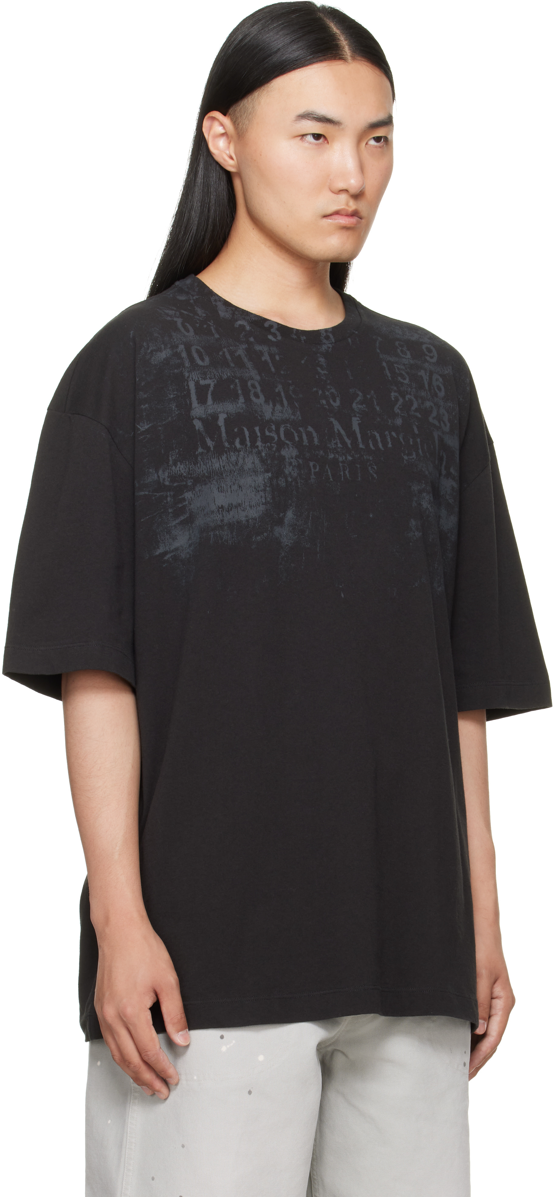 Maison Margiela: ブラック オーバーサイズ Tシャツ | SSENSE 日本