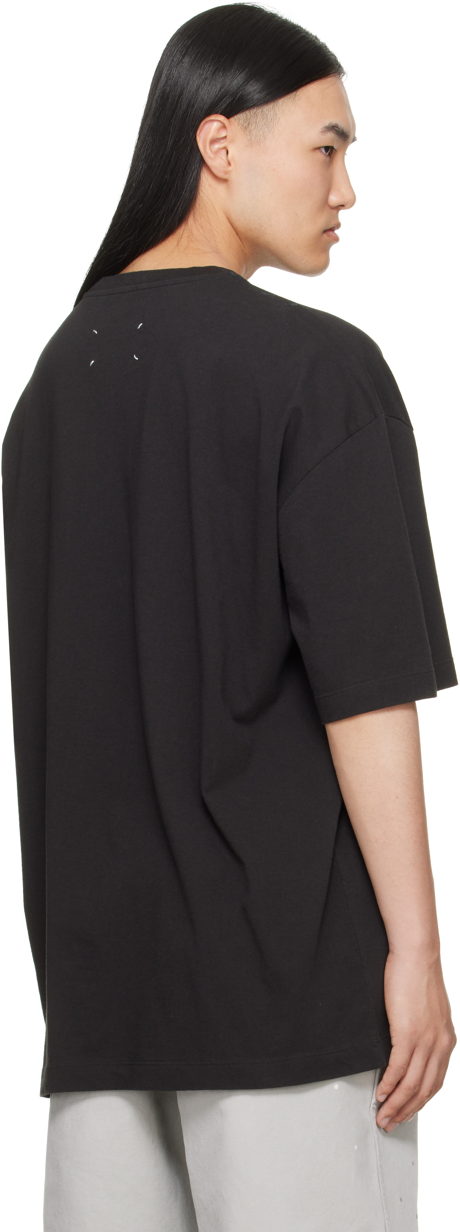 Maison Margiela: ブラック オーバーサイズ Tシャツ | SSENSE 日本