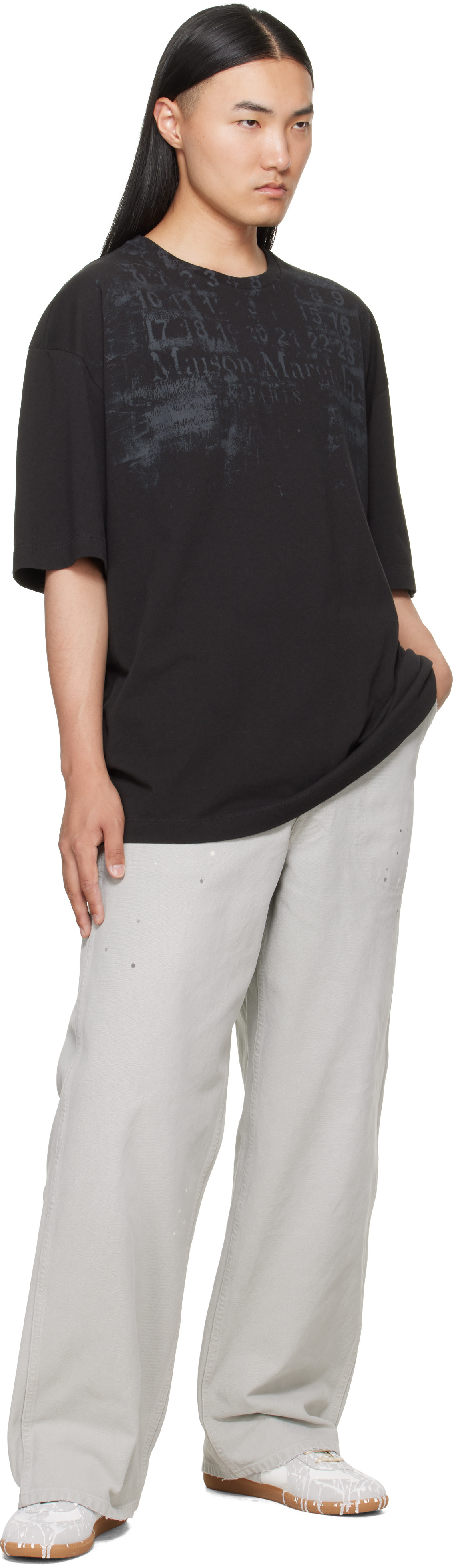 Maison Margiela: ブラック オーバーサイズ Tシャツ | SSENSE 日本