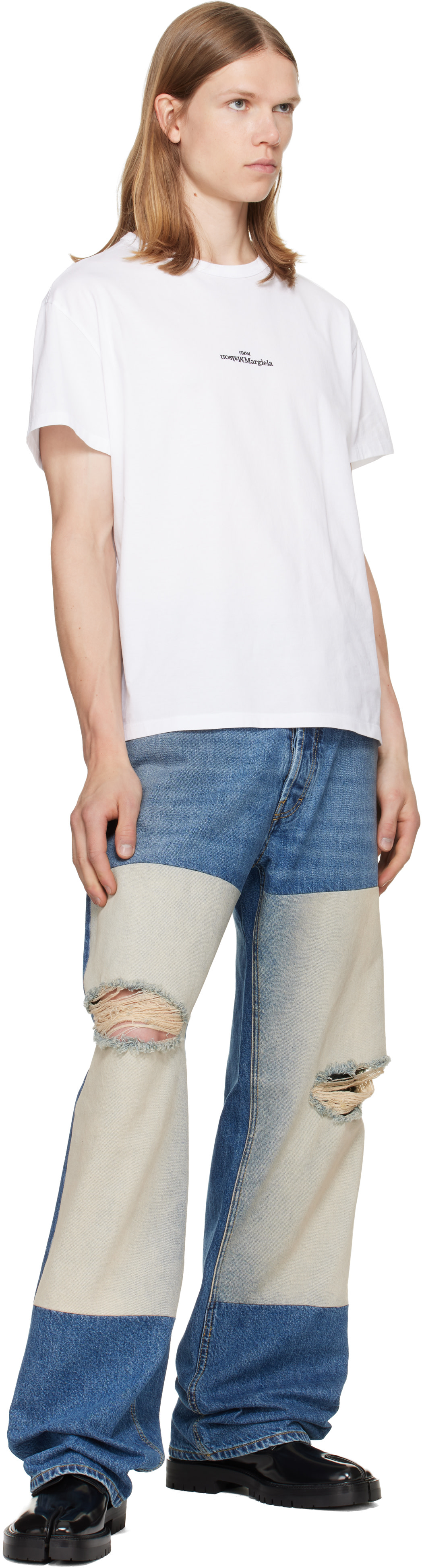 Maison Margiela: White Distorted Logo T-shirt | SSENSE